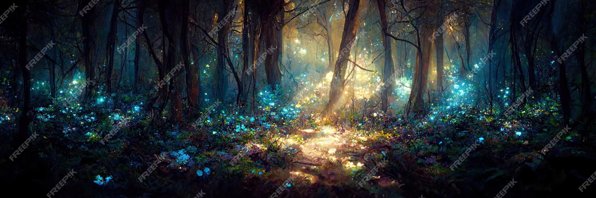 Premium Photo | Fantasy forest floor, trees, nature, green, light ...