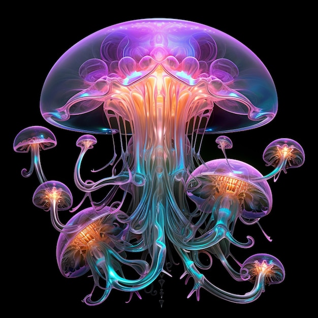 Fantasy frog mushroom magic lighting flower images Generative AI