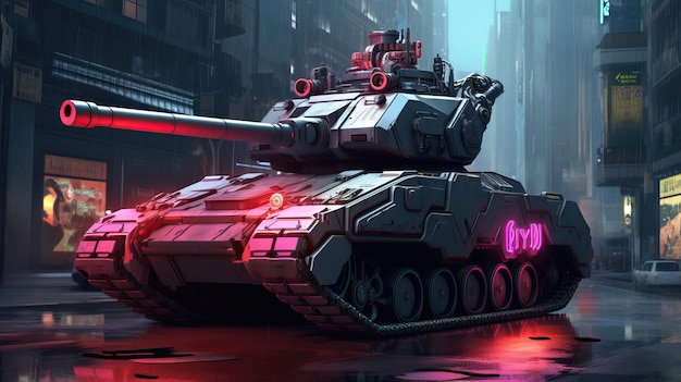 Photo fantasy futuristic cyberpunk military tank