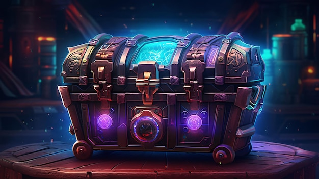 fantasy futuristic mystery loot chest in fantasy world