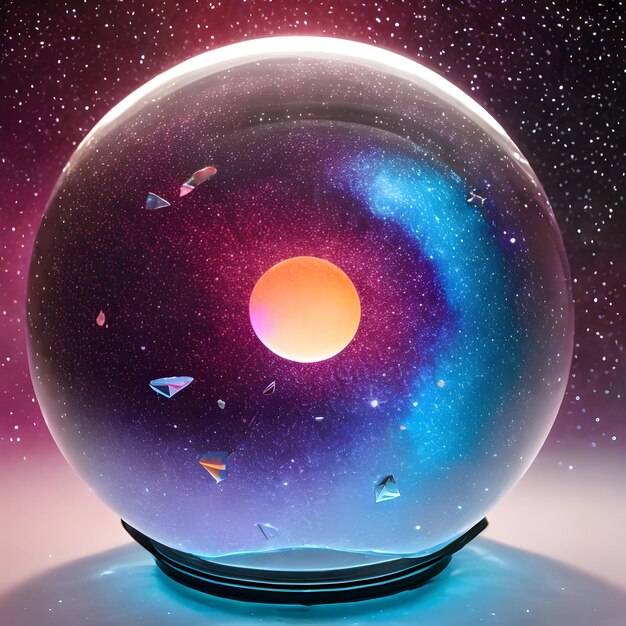 Fantasy generative AI Glassformism Space nebula earth are contained within a glass sphere