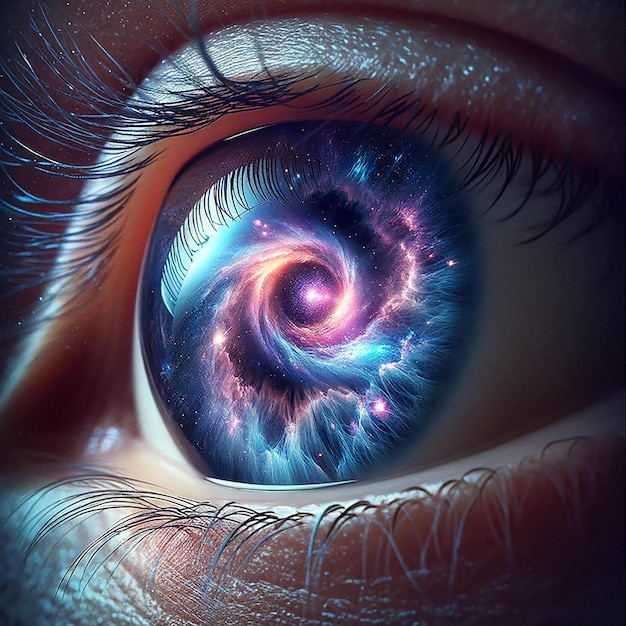 Fantasy generative AI Reflection of the galaxy in the human eye