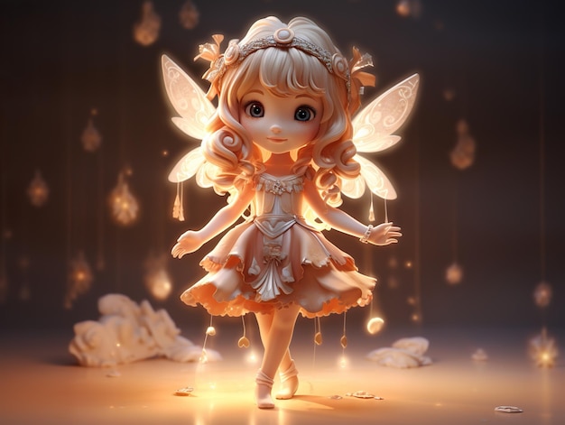 Fantasy girl cartoon fairy character