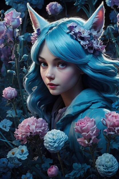 fantasy girl character with flower