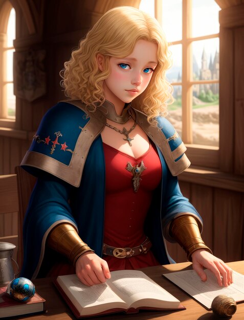 Fantasy girl with a book