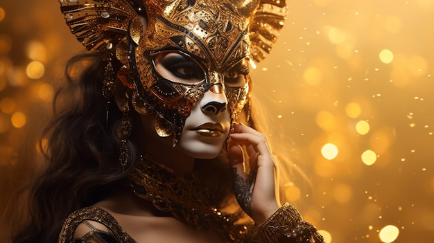 Fantasy goddess in tiger cheetah golden mask