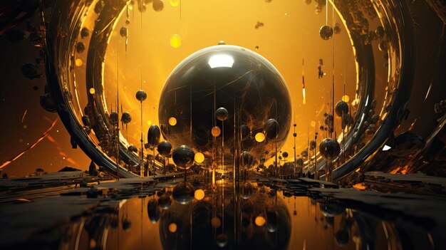 Fantasy gold scifi abstract technology background