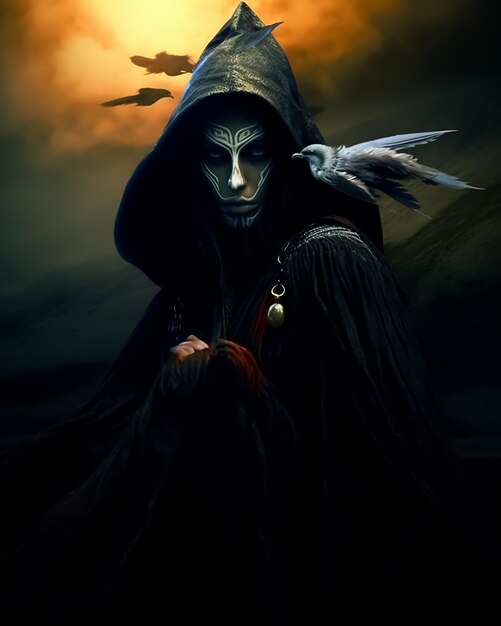 Hollow dark realm possuído cartaz grim reaper skeleton monges