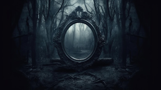 Fantasy Haunted mirror at night