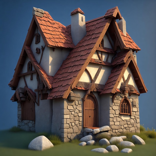 Fantasy House 3D Model for games ai