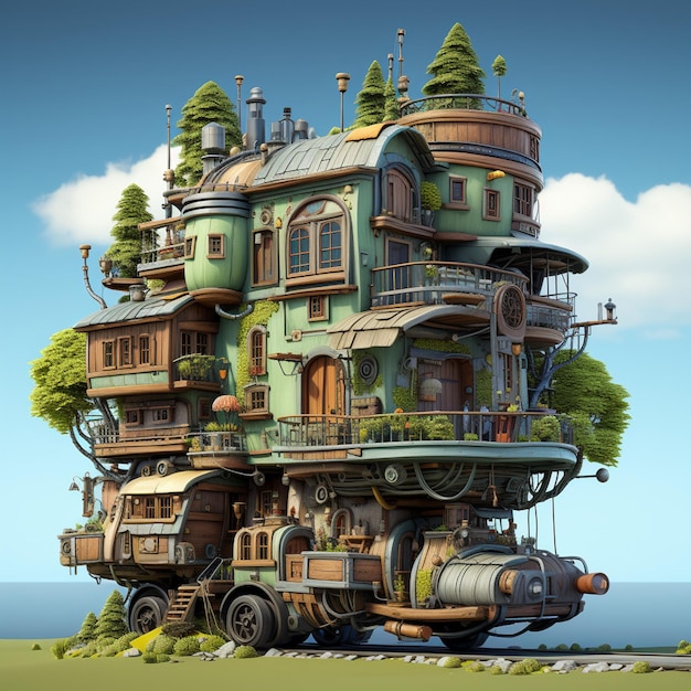 Photo fantasy house on wheels