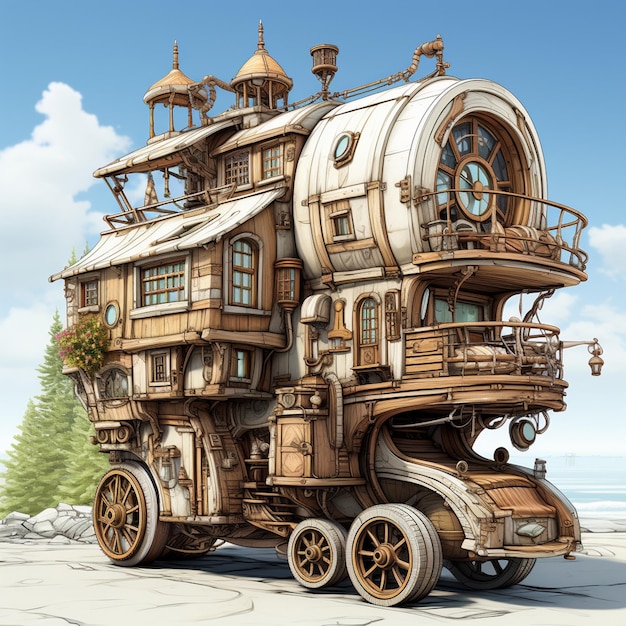 Photo fantasy house on wheels