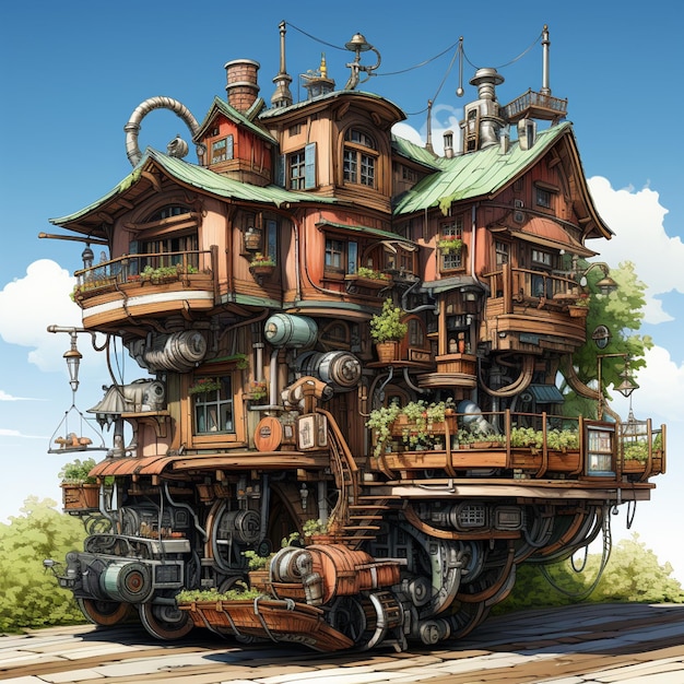 Photo fantasy house on wheels