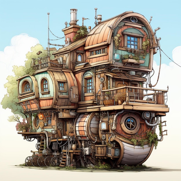 Photo fantasy house on wheels