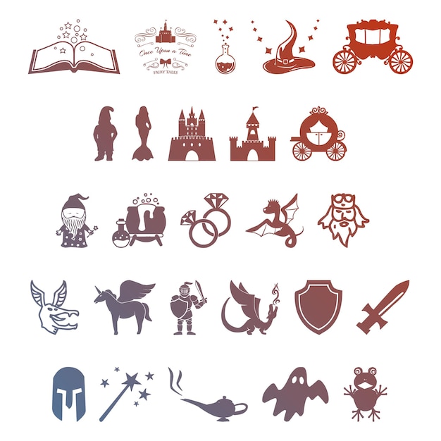 Photo fantasy icons set items gradient effect photo jpg vector set