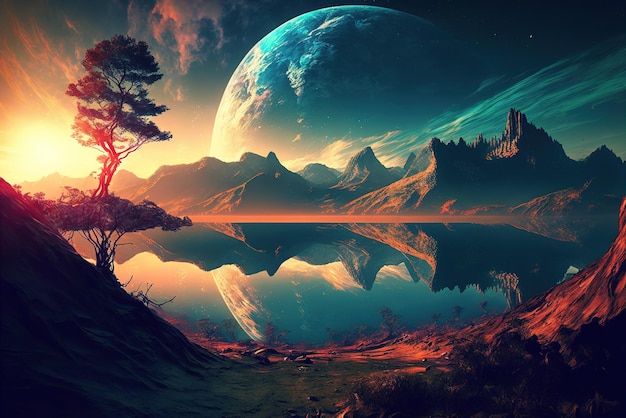 Fantasy Illustration of Beautiful Nature Environment