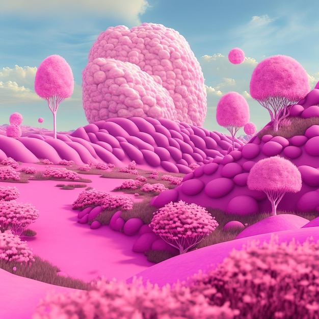 fantasy illustration of a Fluffy mushroom forest Generative AI