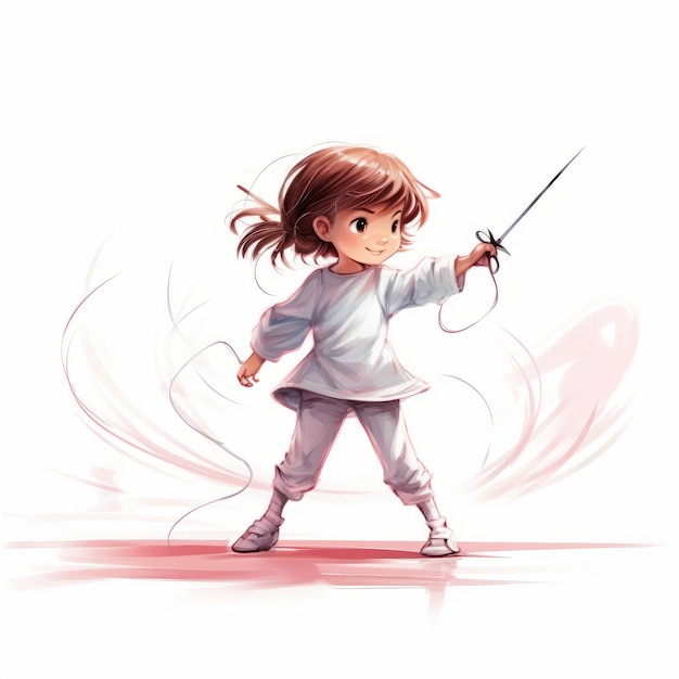 손에 칼을 든 소녀의 판타지 삽화
