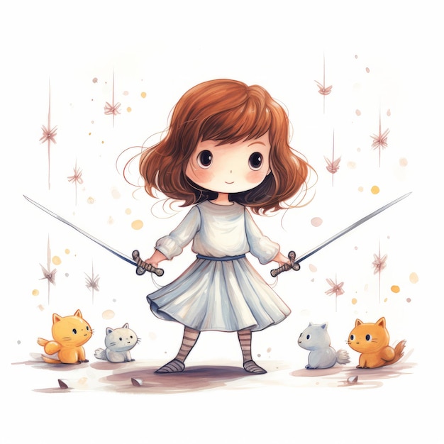 Fantasy illustration of a girl with a sword in her hand