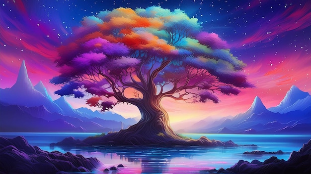 Fantasy illustration of magical tree