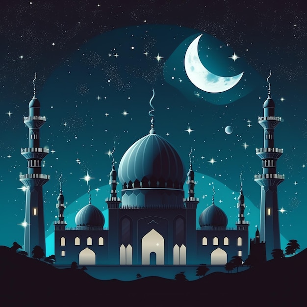 FANTASY IMAGE OF A MOSQUE AT NIGHT