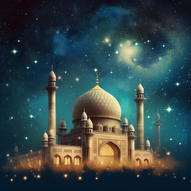 FANTASY IMAGE OF A MOSQUE AT NIGHT