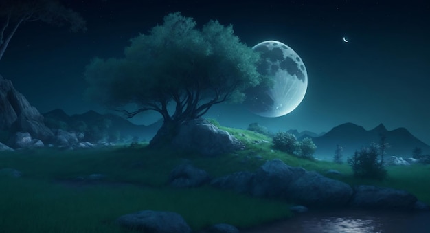 fantasy island at night