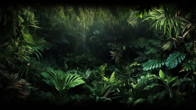 Fantasy jungle achtergrond Computer digitale tekening Genereren Ai