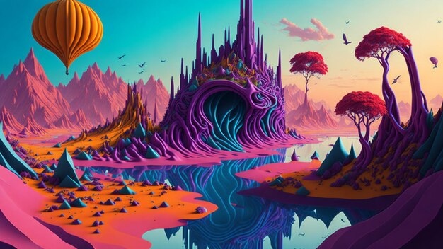 Fantasy land made by liquid colour