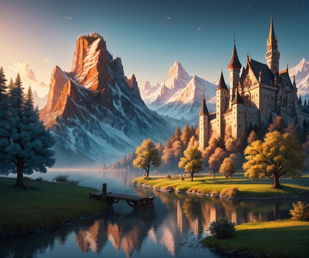 fantasy landscape of a medieval castle