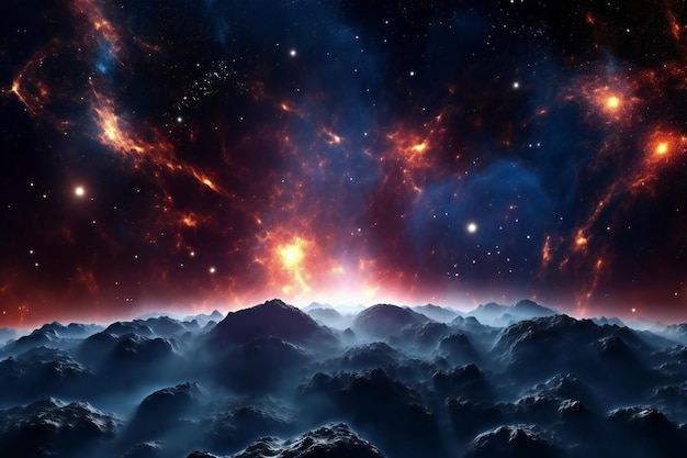 Fantasy landscape with clouds and stars Elements of this image furnished