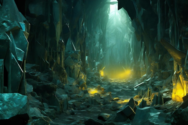 Fantasy landscape with ice cave