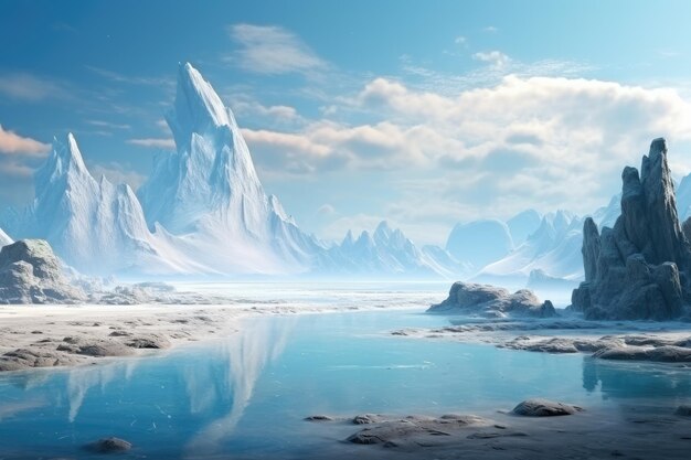 Premium Photo Fantasy Landscape With Island In The Sea 3d Render Premium Photo Fantasy Landscape With Island In The Sea 3d Render