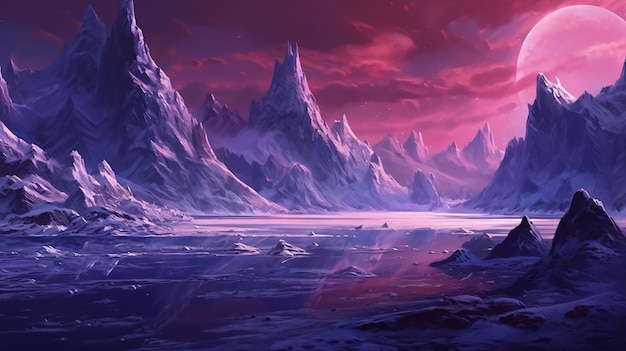 fantasy landscape with sandy glaciers and purple cry vector illustration