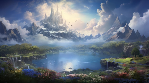 Fantasy Landscape A World of Mythical Creatures and Floating Islands