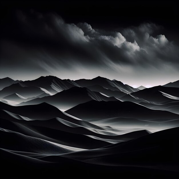 Fantasy landschap met bergen en wolken in de lucht 3d illustratie