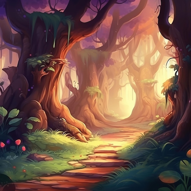 ファンタジー 大きな暗い森 イラスト
