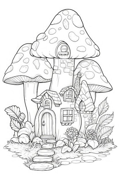 fantasy magical fairy house for coloring page