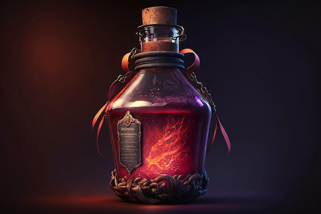 Fantasy magical red potion digital illustration