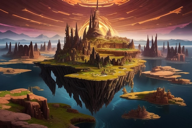 Foto fantasy map rpg remaster avontuurelementen met kleurrijke illustratie
