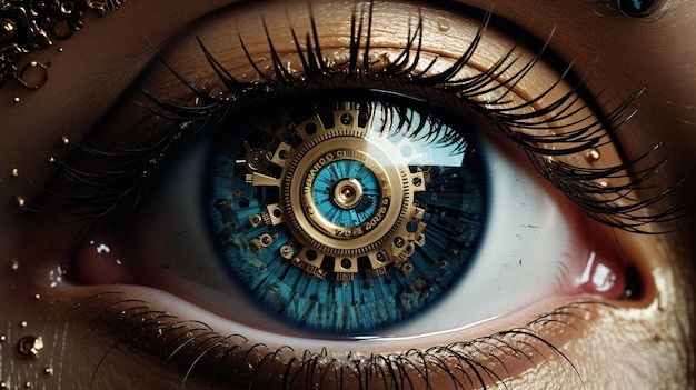 Fantasy mechanical eye with a mechanism inside