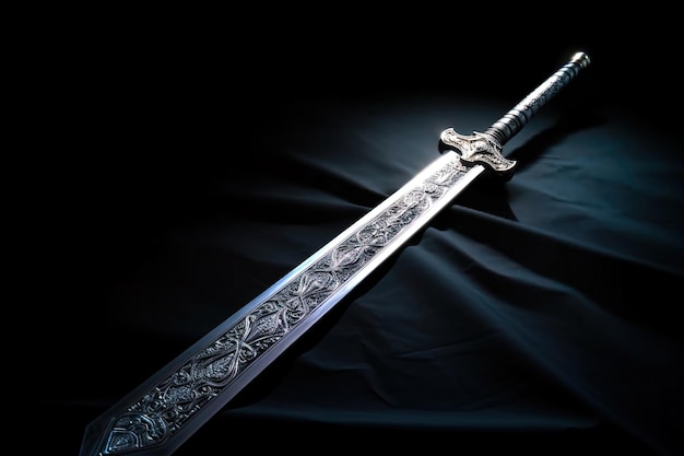 Premium AI Image | Fantasy Medieval sword isolated on black background