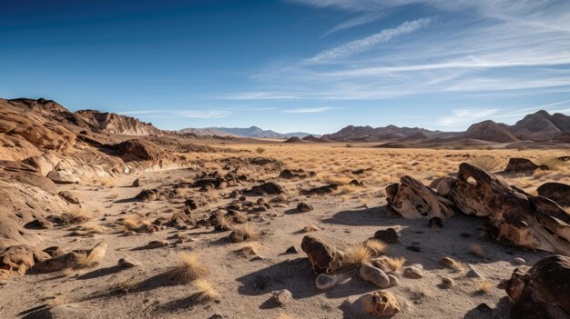 Fantasy mountain landscape on cosmic alien planet with starry sky Picturesque generative AI