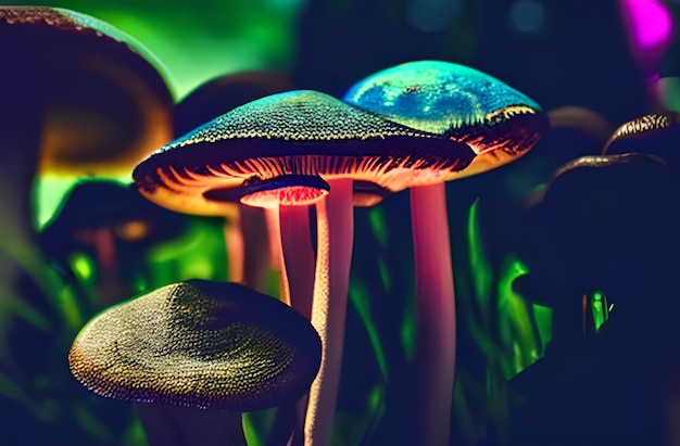 Fantasy mushroom in the forest photo AI Generated