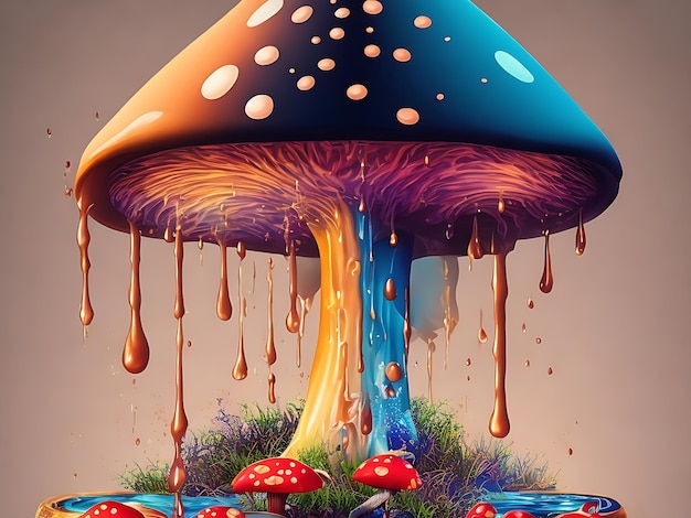 Fantasy Mushroom Vector colorful background Ai Generated