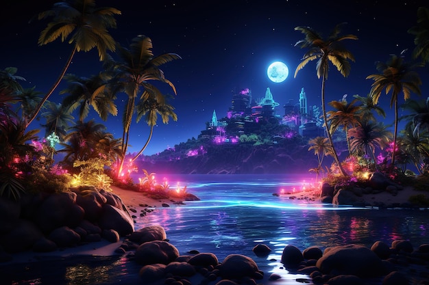 fantasy night landscape night background panorama