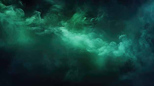 Fusion of Shimmering Blue and Green Glitter, Creating a Misty Steam Cloud  on a Dark Black abstract art background. Color mist. Ink water. Haze  texture. Fantasy night sky. AI Generated 27172652 Stock