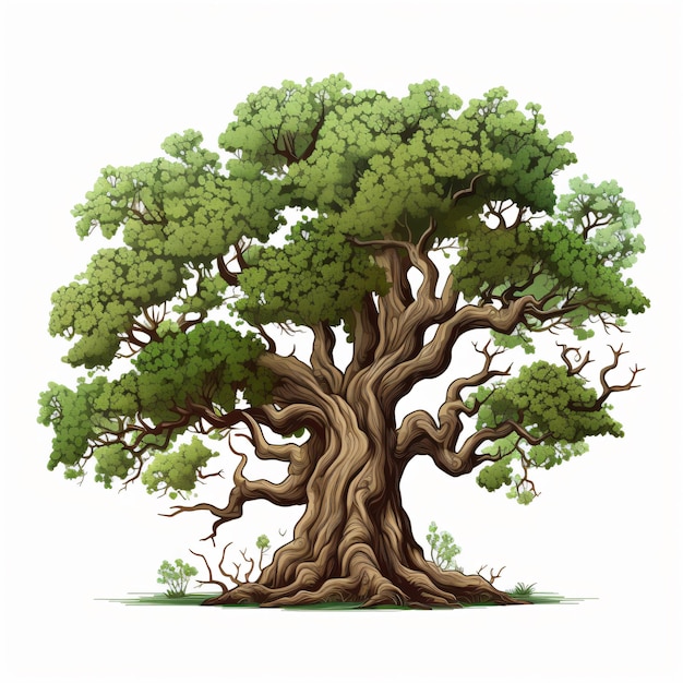 Foto fantasy oak tree clipart isolato su uno sfondo bianco