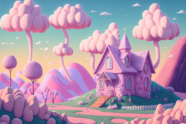 Fantasy pastel candycolored rural