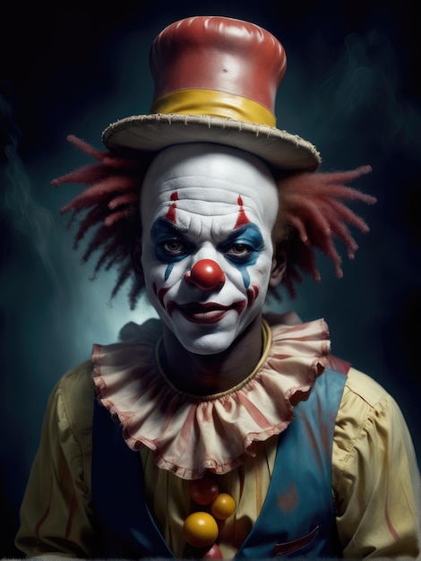 Fantasy Photography of an ultra realistic clown in dramatic light